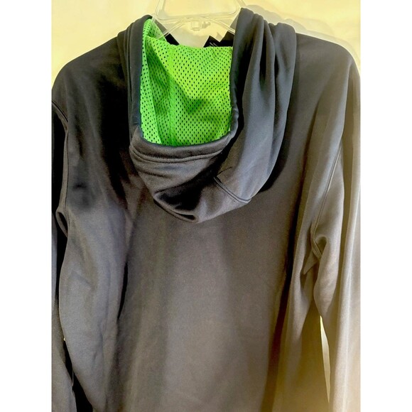 Reebok Small NWT Play Warm Pocketed Hoodie Navy W/green Performance Fleece - Picture 7 of 8